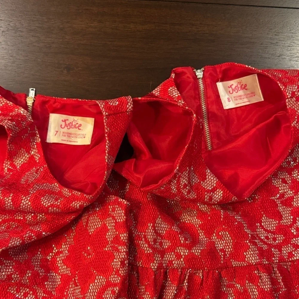 Justice Red and Silver Kids Formal Dresses Sz 7 and 8